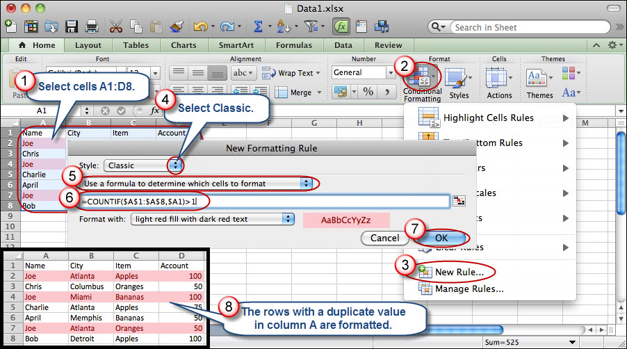 identify duplicates in excel 2016 for mac
